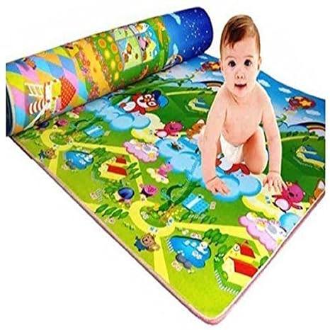 Manmohak Handloom Plastic Portable Kids Play Mat and Foam Floor Gym with Graphics (Multicolour)