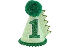 ERENIKO Dinosaur Birthday Hat Green 1st Birthday Hat Decorations for Baby Girls Boys Handmade Natural Outfit First Birthday Party Hat