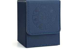 Arkeiliy MTG Deck Box with 50 Pcs Card Sleeve, 110+ Card Storage Leather Deck Box for Magic Commander, Collectible Trading Card Cases for Trading Card Games (Blue)