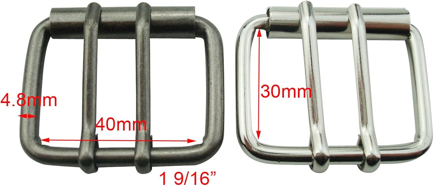 MYIW 1-9/16"(40mm) Replacement Roller Belt Buckle,Double Pins DIY Leathercraft Hardware Belt Buckle - 2pcs - Image 4