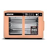 Gourmia French Door Air Fryer Oven - 37 Qt Large Capacity Convection Toaster Oven, FryForce 360°, Digital Display, 12 Cooking Presets, Dehydrate, Fits 13” Pizza, Dishwasher-Safe, Peach