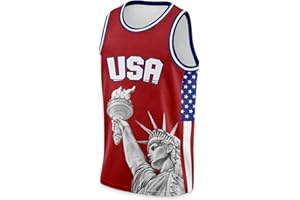 Rgubvui Men's 4th of July USA Flag Basketball Jerseys for Independence Day Red White Blue Shirts American Patriotic Jersey