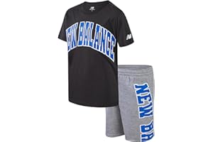 New Balance Active Boys Short Sets - 2 Piece Short Sleeve Workout T Shirt and Fleece Kids Shorts Boys Athletic Sets (8-12), B