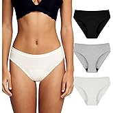 Battewa Leak Proof Underwear for Women Incontinence Underwear Teens Ladies Cotton Leakproof Panties Bikini Absorbent 40ml,3Pack (3Color,Medium)