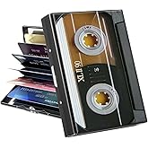 GYSYSQSH Metal Wallet for Women Men Girls, RFID Blocking Slim Aluminum Credit Card Holder, Mini Travel Wallet with Hard Shell, Lightweight ID & Business Card Case,Audio Cassette Tape