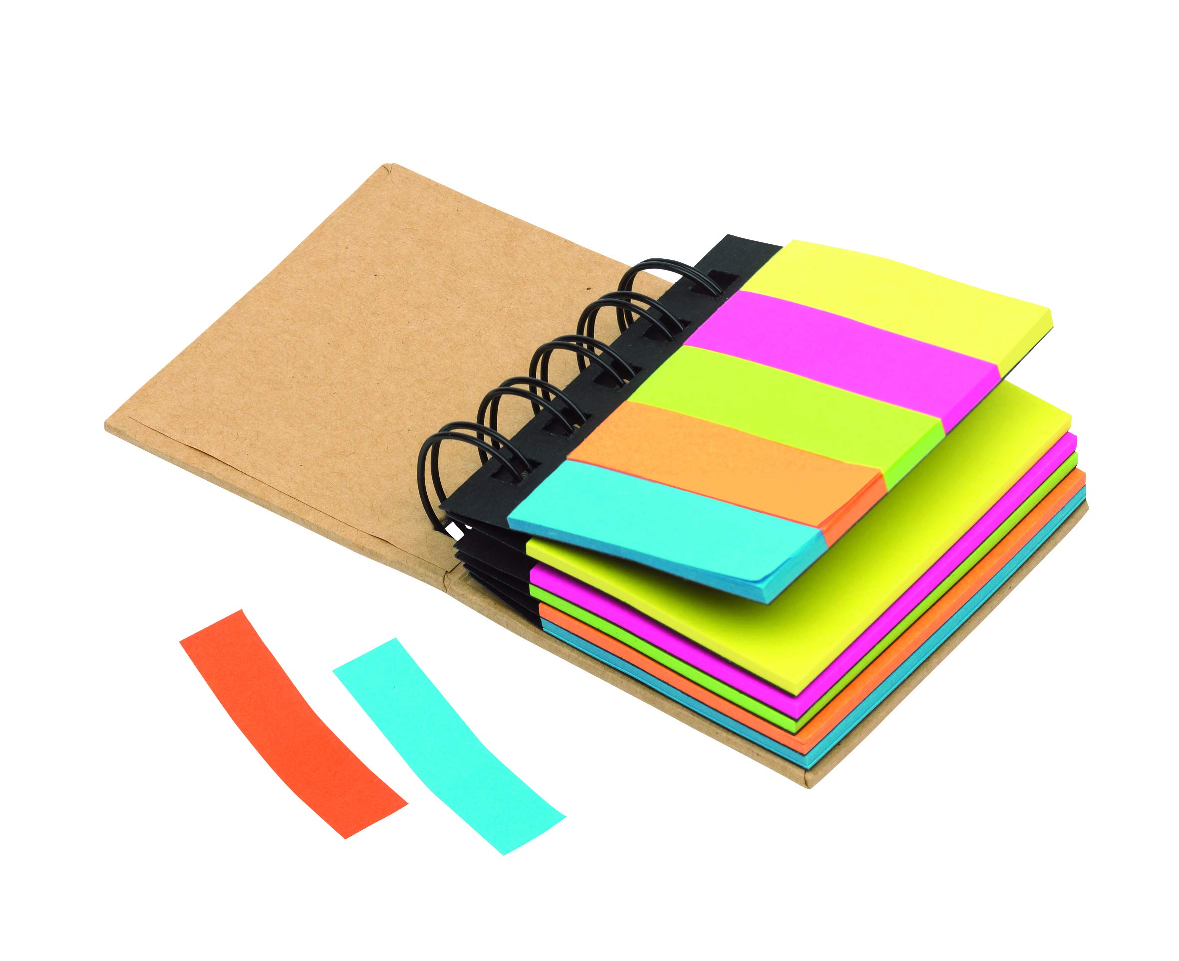 2 x Mini Spiral Notebooks Recyclable Materials Sticky Notes in 5 Colours