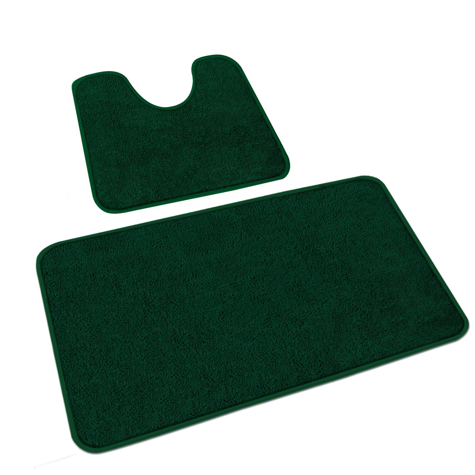 Rururug Bath Mat Sets 2 Piece Washable Microfiber Bathroom Mats New Point Plastic Non-slip Bottom Bath Rug and Toilet Mat Set (Green, 50x80cm+50x40cm)