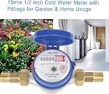 DEWIN Water Flow Meter 1/2 Inch Cold Water Meter with Fittings 15mm view 2