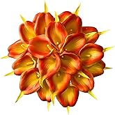 UKELER 20 Pcs Artificial Flowers Bulk Orange&Yellow Fake Calla Lily Flowers for Home Kitchen Office Decor Party Wedding Decorations DIY Flowers Arrangement