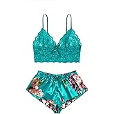 Rigeri Lingerie Sets For Women Sexy Satin Pajamas Sheer Mesh Bra And Panty Sets For Womens Lace Lingerie S-XXL
