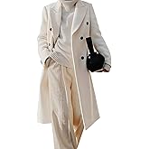 IDEALSANXUN Womens Long Wool Coats Fall Winter Double Breasted Trench Coat Peacoat