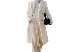 IDEALSANXUN Womens Long Wool Coats Fall Winter Double Breasted Trench Coat Peacoat
