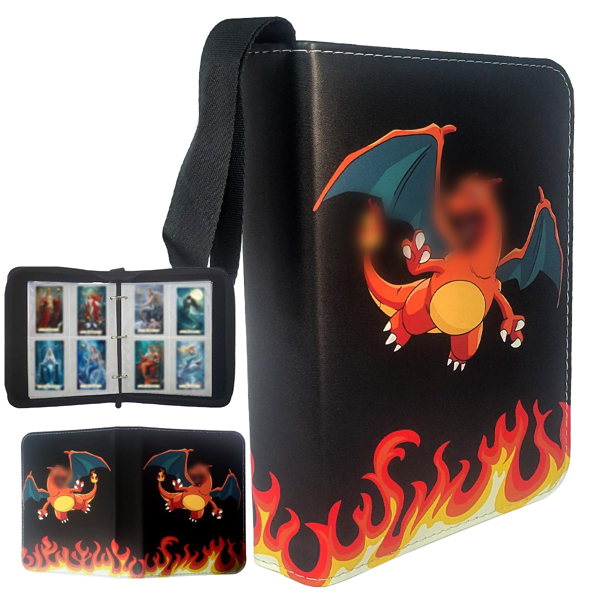 Ruayia 4-Pocket Card Binder, 100 Pages 400 Pockets PU Waterproof Card Folder, Card Collection Binder with Zipper, Portable Trading Card Album - Style 3 — image 1