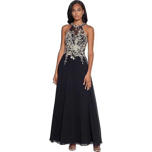 betsy and adam black and gold dress Betsy & Adam Women's Sequin Mermaid Gown - Black