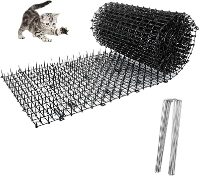 Yukiyi Anti-Cat Spikes 200x28cm Plastic Cat Deterrent Mat 8 Pegs
