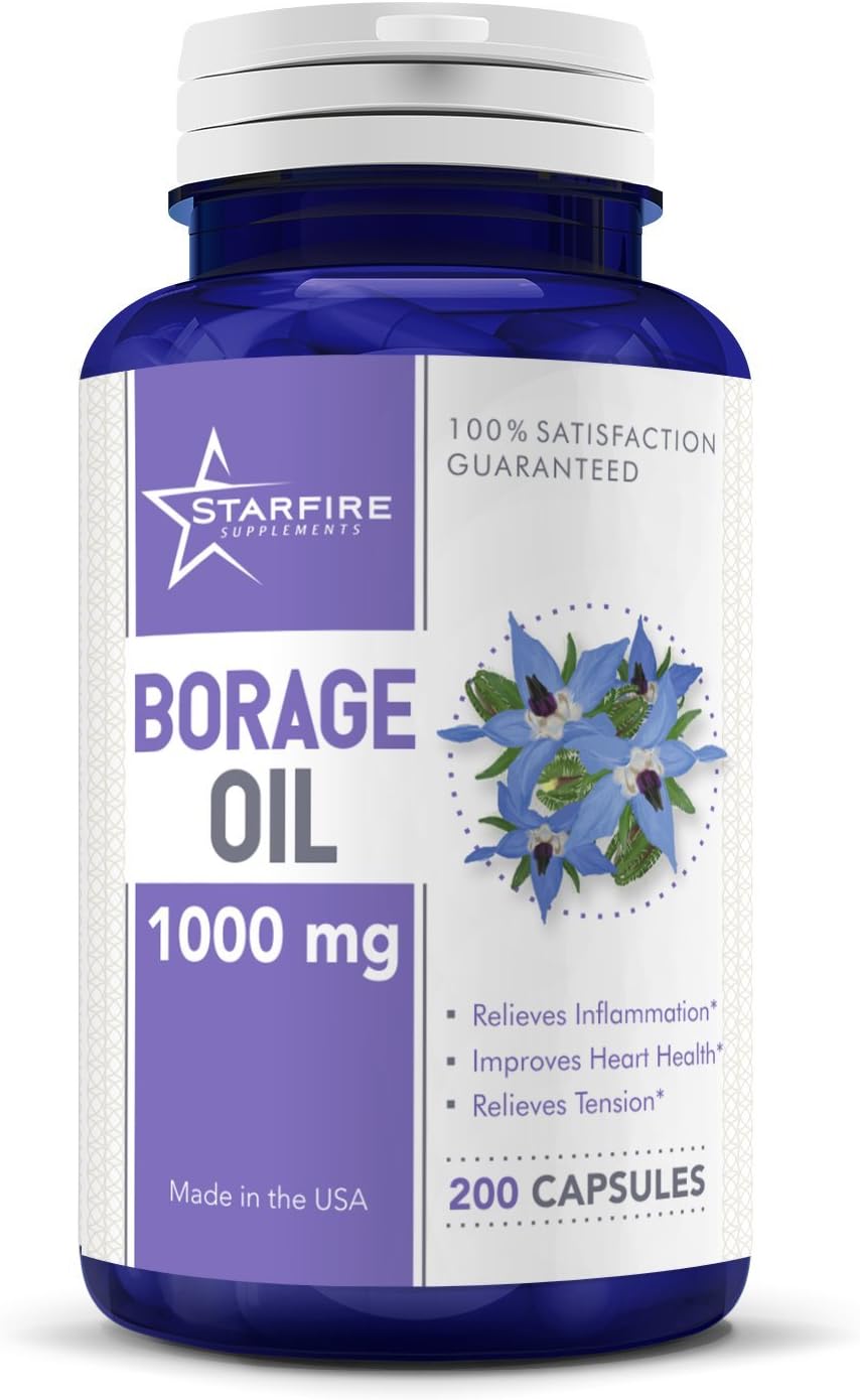 Starfire Supplements Borage Oil 1000mg 200 Capsules Concentrate Emulsified Dry