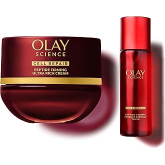 Olay Science Peptide Face Moisturizer, Ultra Rich Cream (1.7 oz) + Essence Extract Toner (1.7 oz) || Asian Skin Care Face Cre