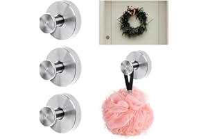 4 Pack Suction Cup Hooks for Bathroom Stainless Steel Shower Suction Hooks for Towels Utility Wall Hooks for Kitchen, Glass, 