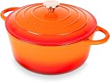 nuovva Enamelled Cast Iron Dutch Oven 6.4 Qt 28cm Orange with Lid