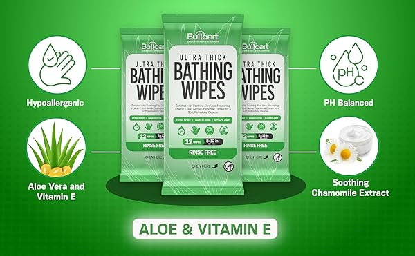 XL BATHING WIPES – BODY WIPES FOR ADULTS BATHING NO RINSE – 10 PACK, 120 WIPES – DISPOSABLE CLEANSING CLOTHS FOR WOMEN, MEN & ELDERLY – W/ALOE – SHOWER WIPES – CAMPING & TRAVEL ESSENTIALS