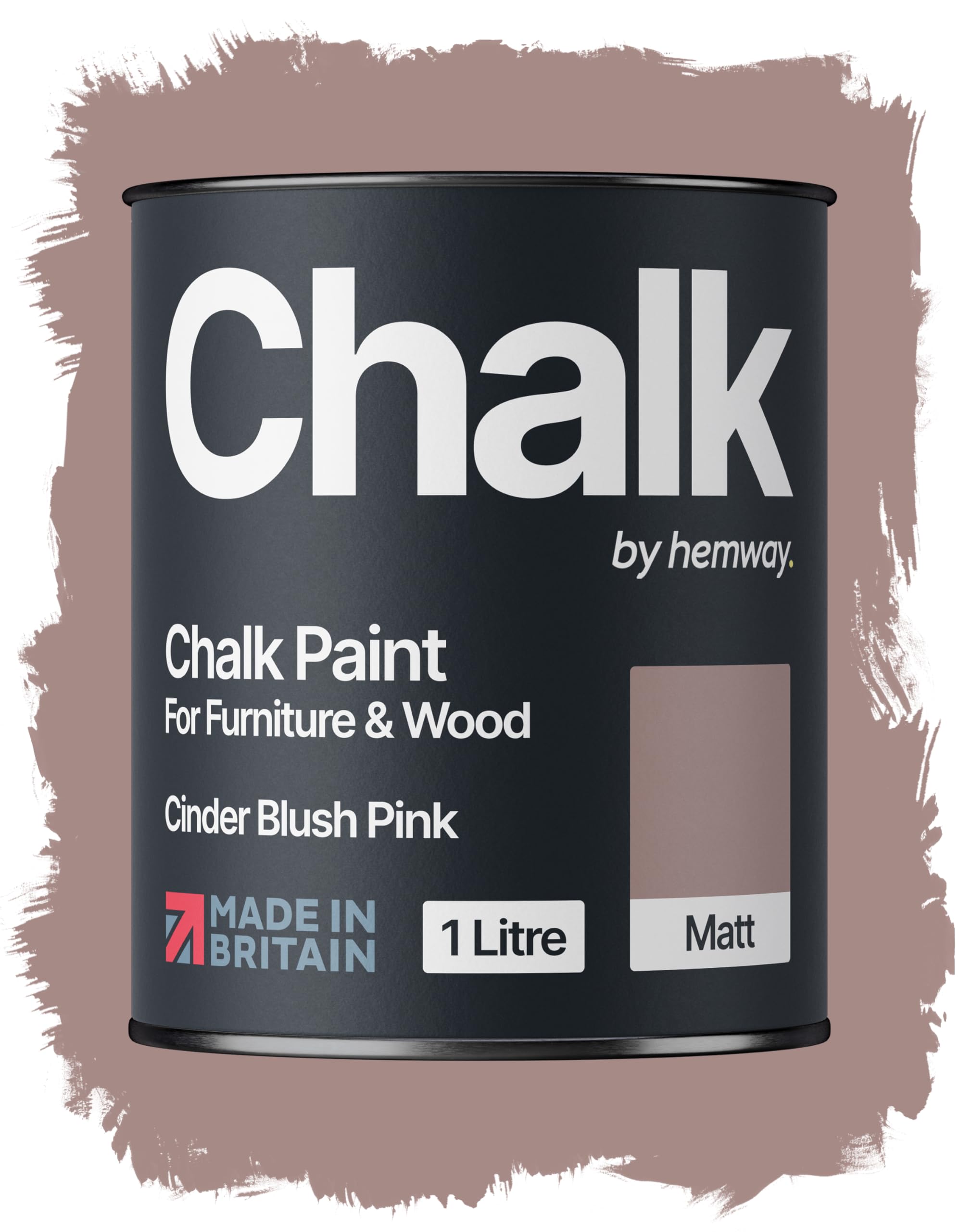 Hemway Chalk Paint Cinder Blush Pink Furniture Paint 1L, Matt Finish Shabby Chic, Chalk Furniture & Walls, Quick Dry & 1 Coat