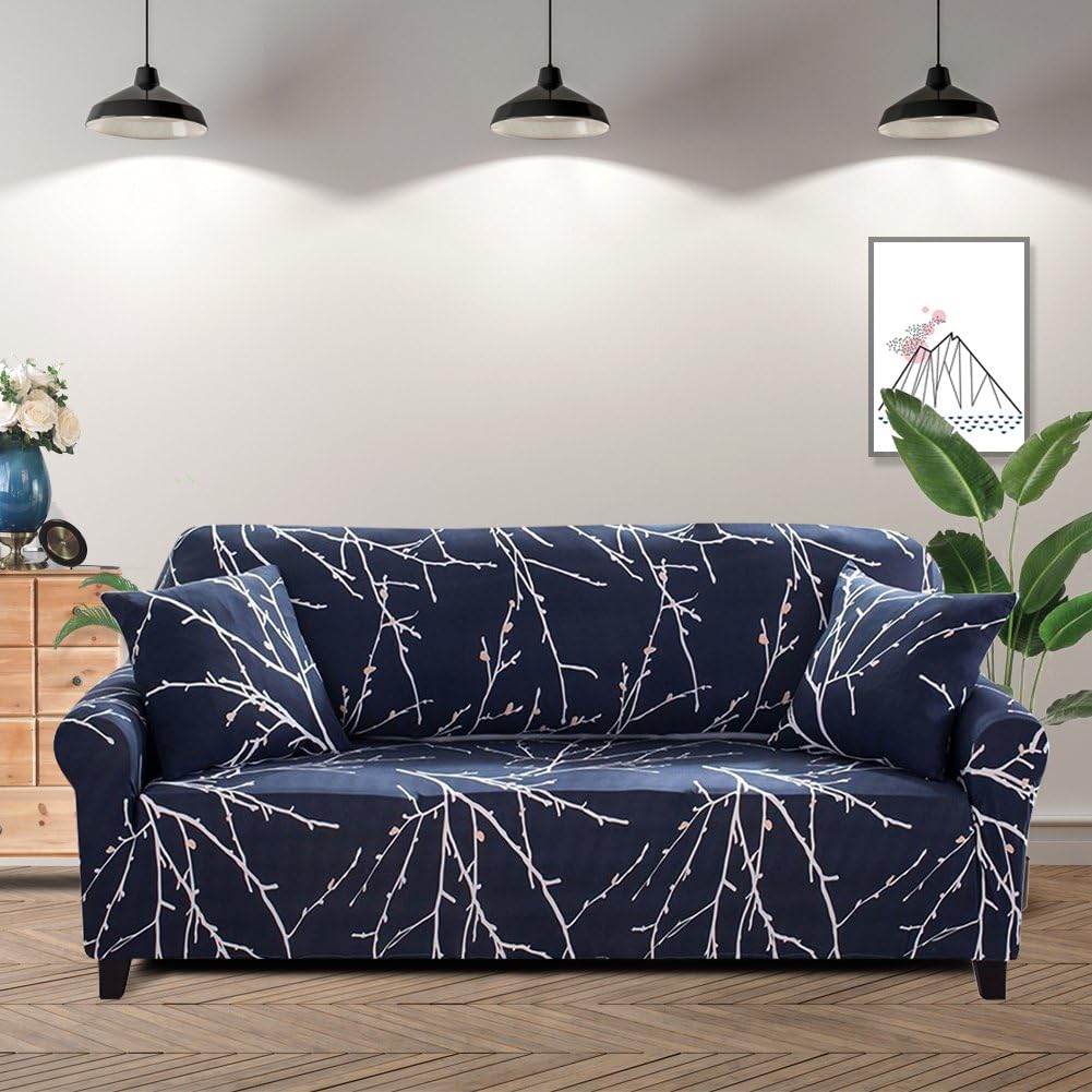 Lamberia Printed Sofa Cover Stretch Couch Cover Sofa Slipcovers for 4 Cushion Couch with Two Free Pillow Case (Tree Branch, Sofa 4 Seater): Home & Kitchen