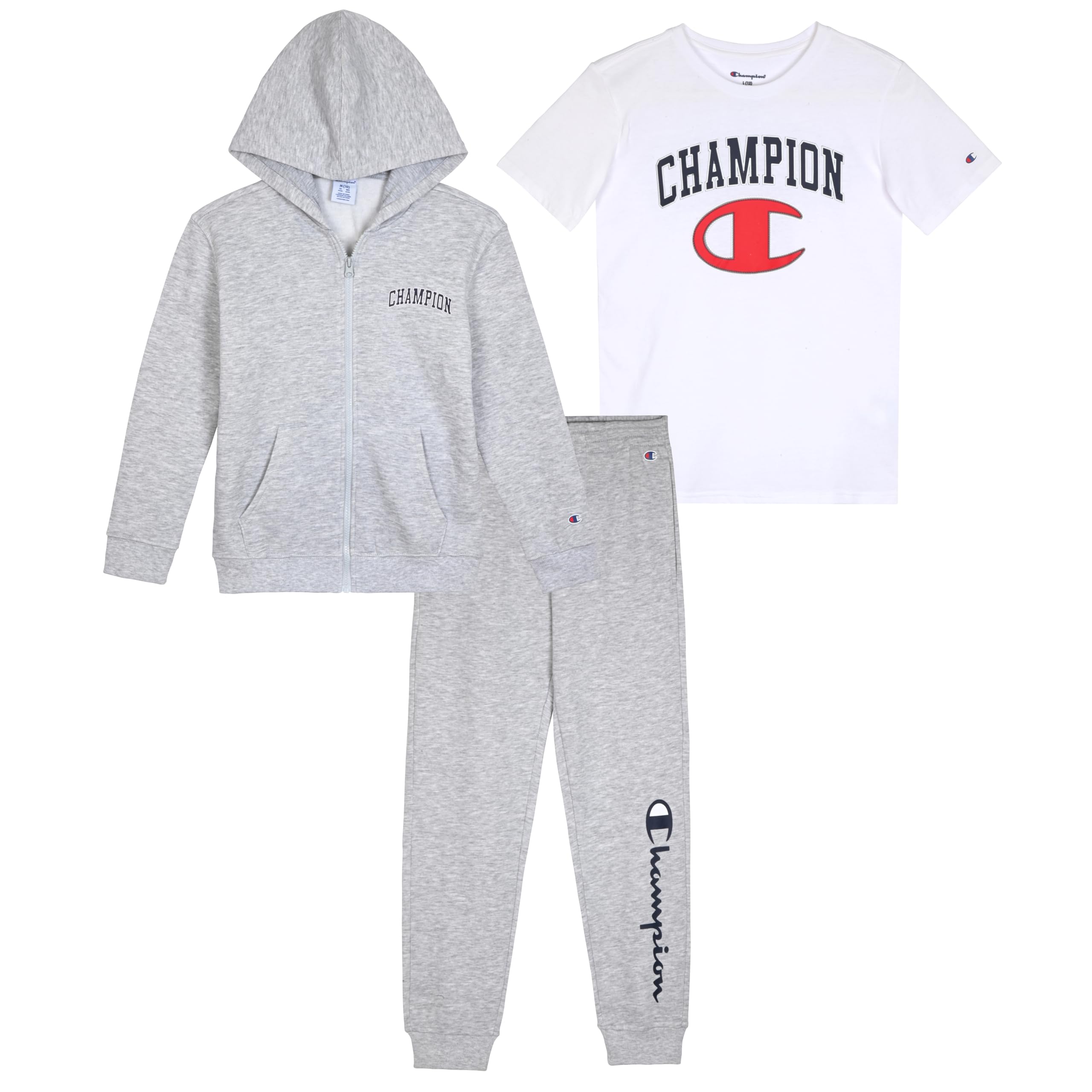 Photo 1 of Champion Boys Sweatsuit Set for Kids 3 Piece Boys Hoodie Jogger and Tee Shirt Tracksuit Outfit