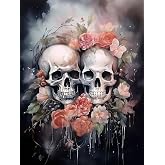 SKRYUIE Paint by Numbers Kit for Adults Beginner Skull, Acrylic Oil Painting by Numbers Kits with PaintBrushes Paintwork Art Canvas for Home Decor 16x20 inch / 40x50 cm B1147