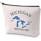 ZJXHPO Michigan State Themed Cosmetic Bag - Waterproof Polyester Makeup Travel Gift Bag - Michigan 1837