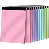 Legal Pads 8.5 x 11, Wide Ruled Paper, 12 Pack Note Pads 8.5 x 11, Colored Legal Pads, Pink Writing Pad, Multicolor Notepad with Sturdy White Back, 30 Sheets/Pad, Lined Paper for School, Home, Office