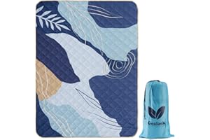 Gealaek Waterproof Picnic Blankets Sandproof Beach Blanket 3-Layers 60x80 Inches Large Foldable Outdoor Blanket for Camping, Park, Travel, Grass, with Carry Bag 02c