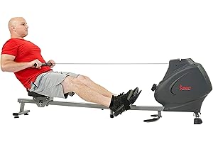 Sunny Health & Fitness Multi-Function Premium Magnetic Rowing Machine, Bicep Curls, Upward Rows, Seated Rows, Foldable Slide Rails, Digital Monitor, Optional Free SunnyFit App Connection