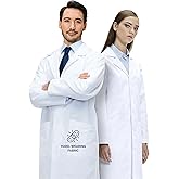 Professional Unisex 100% Cotton Lab Coat for Men and Women, Multiple Pockets, Classic Fit, Snap Closing, 40" Length
