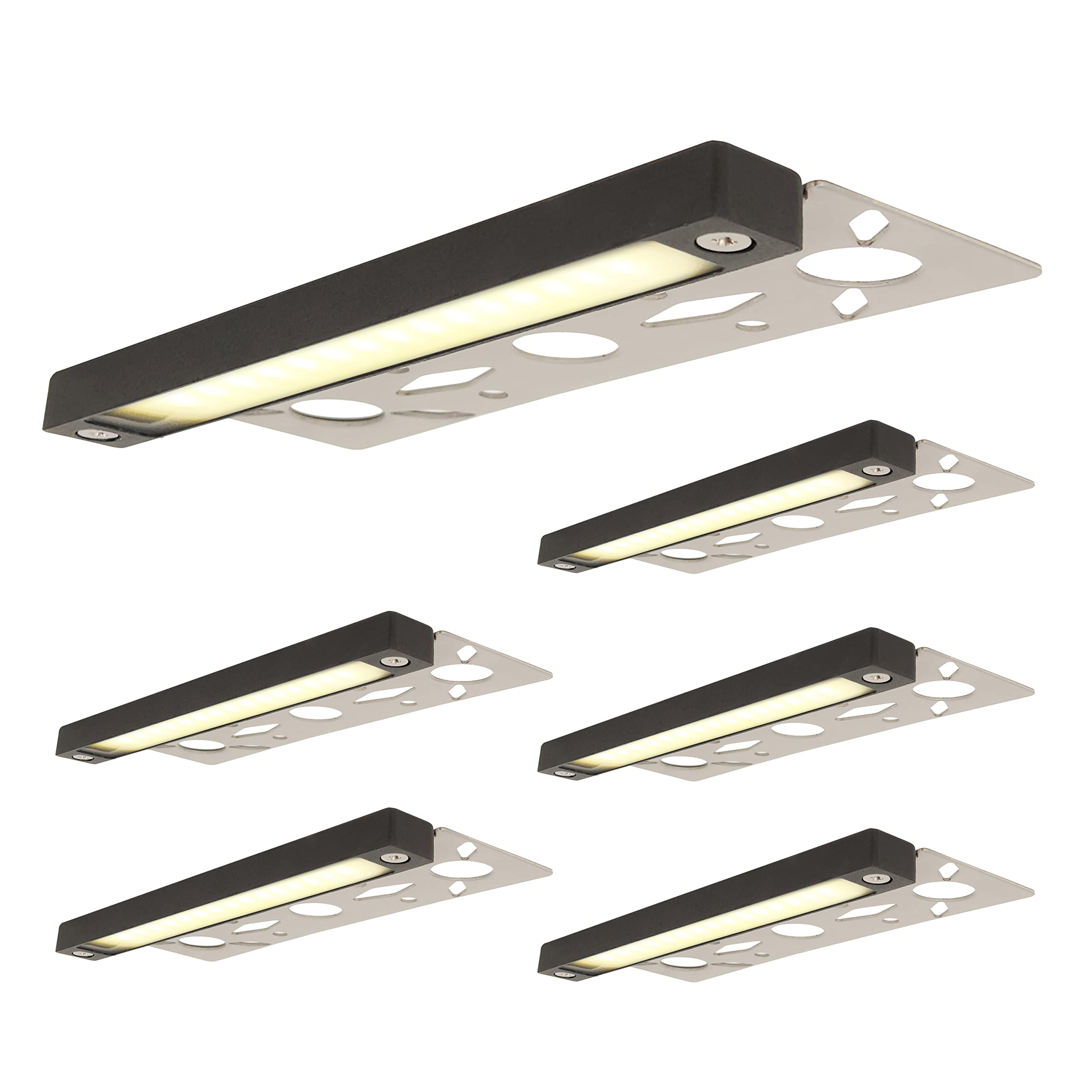 Photo 1 of LUMENGY 7-inch 3w Super Slim LED Hardscape Light, 3 Mounting Plates for Paver Steps, Walls, Decks and Ceiling, 2700K Warm White, No Visiable Screws, Black, Easy Installation, 50K Lifespan (6-Pack)