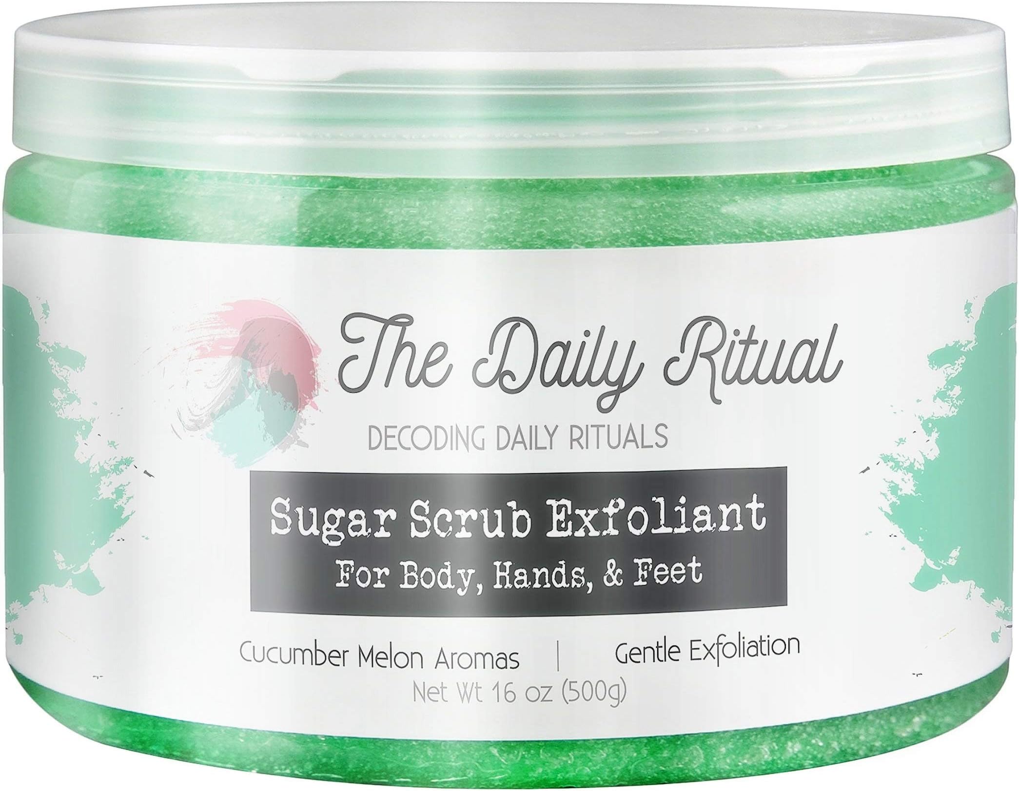 Sugar Scrub Body Scrub Exfoliator 16 oz, A Great Exfoliating Body Scrub, Booty Scrub, Foot Scrub, Body Exfoliator for Vericose Veins and Smooth Skin Treatment (Cucumber Melon)