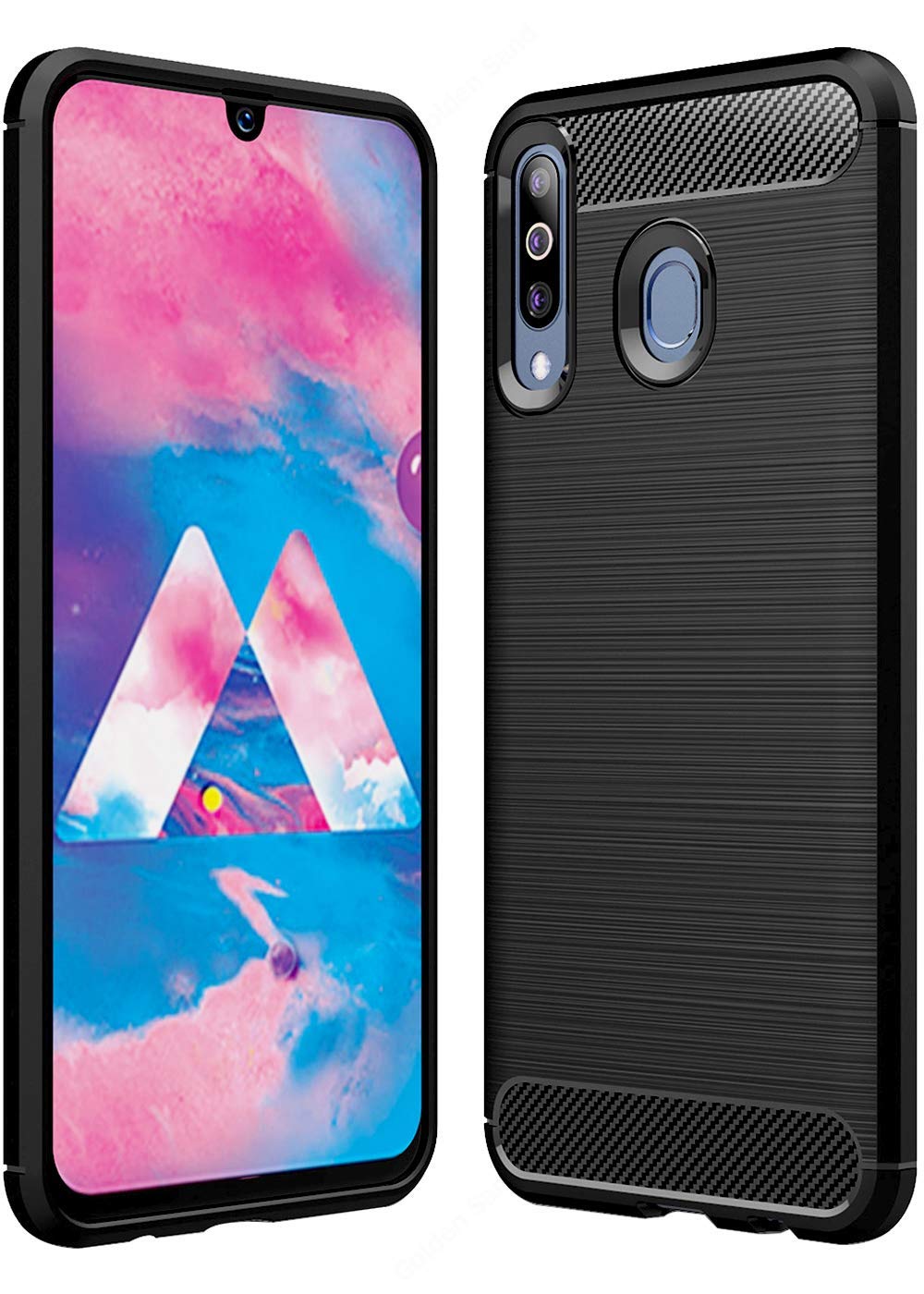 REALIKE Samsung M30 Back Cover, Carbon Fiber Full Shockproof Back Case for Samsung M30 (Carbon Black)