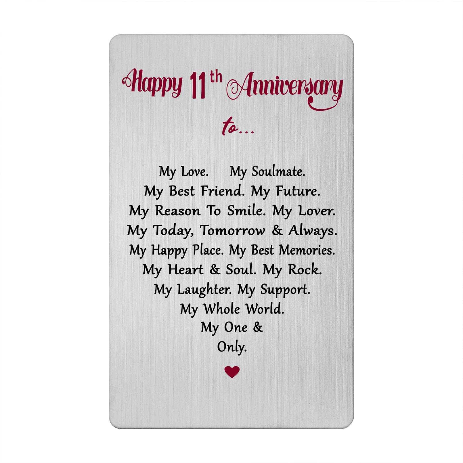 11 Year Anniversary Card for Him Her Women Men- Steel 11th Wedding Anniversary Keepsake Gift for Husband Wife