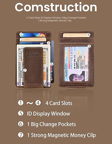 kinzd Money Clip, Front Pocket Wallet, Leather RFID Blocking