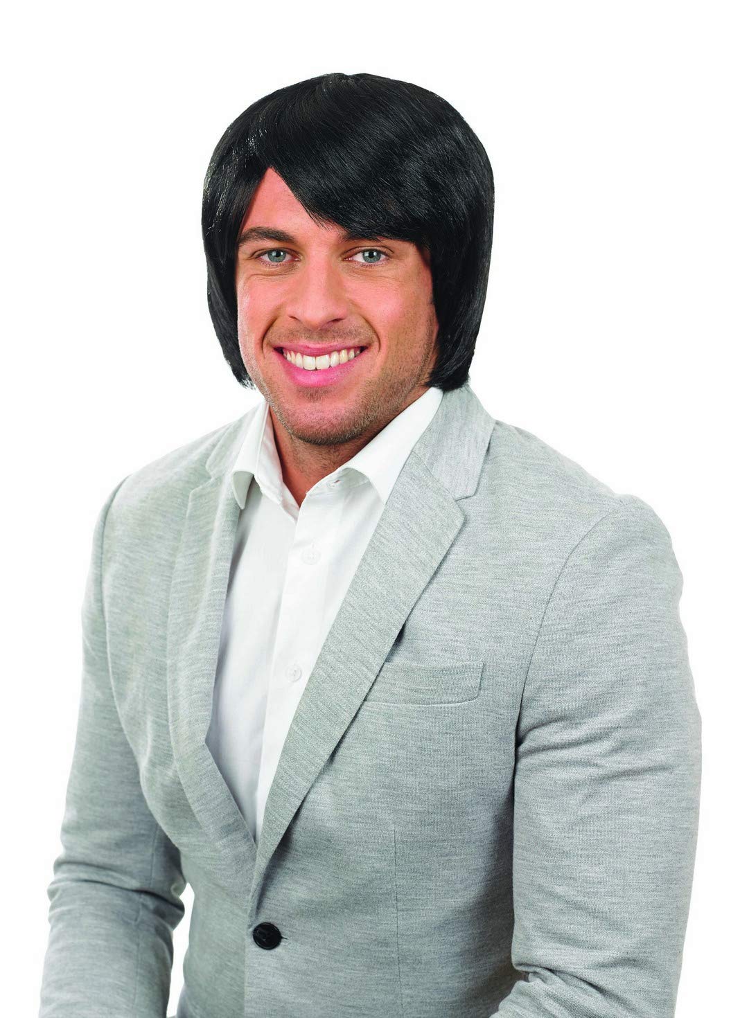 Galleon Mens Black Boy Band Wig Adults Short Hair Side Fringe