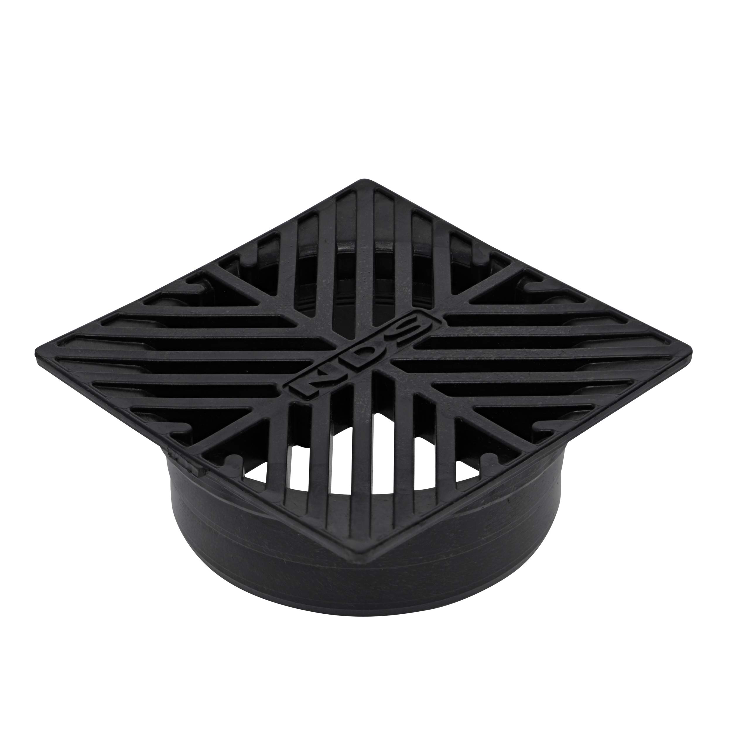 Photo 1 of NDS 8, 4.5-Inch Square Grate, Connects to 4-Inch Drain Pipes and Fittings, for Small Lawns, Landscaping and Patios, Plastic, Black