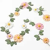 JarThenaAMCS Daisy Felt Garland 3 Color Boho Daisy Flower Hanging Garland Summer Floral Party Banner for Birthday Baby Shower Wedding Backdrop Decorations Supplies