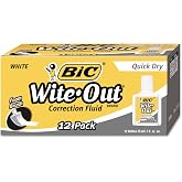 BIC WOFQD12WE Wite-Out Quick Dry Correction Fluid, 20 ml Bottle, White, 1/Dozen