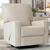 Harkawon Swivel Rocker Recliner Chair, Glider Rocker Recliner, Beige | Munual Fabric Chair with Pull Handle, High Back, Deep Seat, for Living Room, Bedroom, Nursery, Office