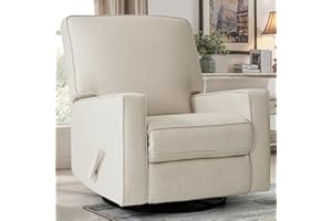 Harkawon Swivel Rocker Recliner Chair, Glider Rocker Recliner, Rocking Chair Nursery, Fabric Chair with High Back, Deep Seat, for Living Room, Bedroom, Beige