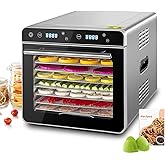 KWASYO 8 Trays Stainless Steel Food Dehydrator, Double-layer Construction, 24H Timer & 30℃ to 85℃ Temperature Control, Dehydr