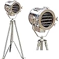 THOR INSTRUMENTS Nautical Spot Light Steel Searchlight Studio Floor Lamp Tripod Silver Finish Rustic Vintage Home Decor Gifts