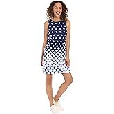London Times Womens Women's Sleeveless Shell Print Shift Dress - Cotton Sateen Summer Casual A-line Mini Dress