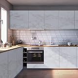 Decoroom Marble Self Adhesive Wallpaper Granite Grey White 90x600cm view 7