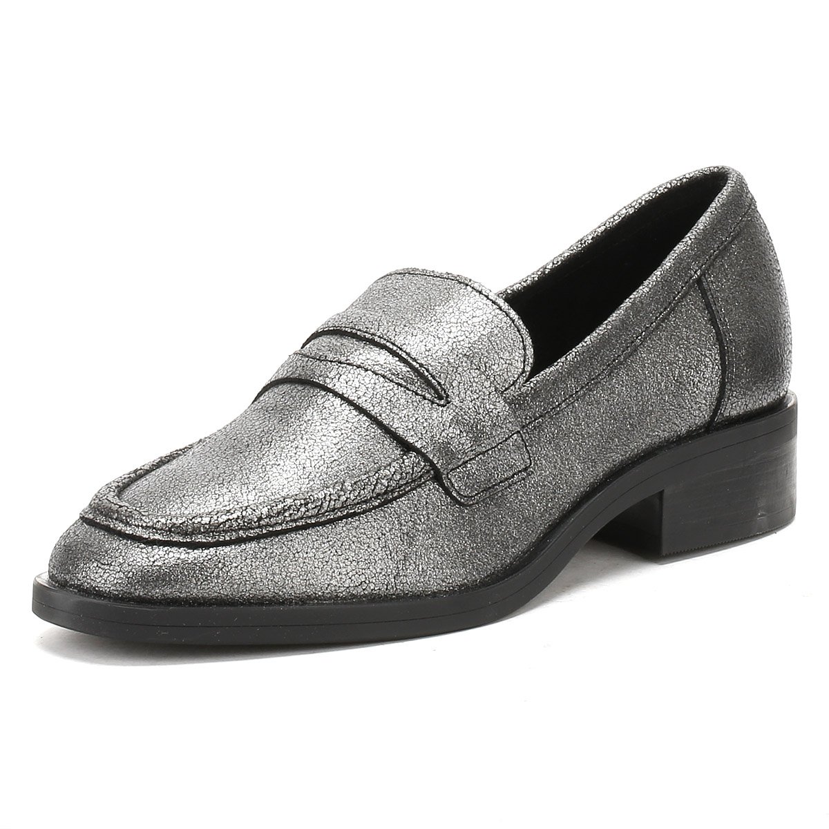 women's silver leather loafers
