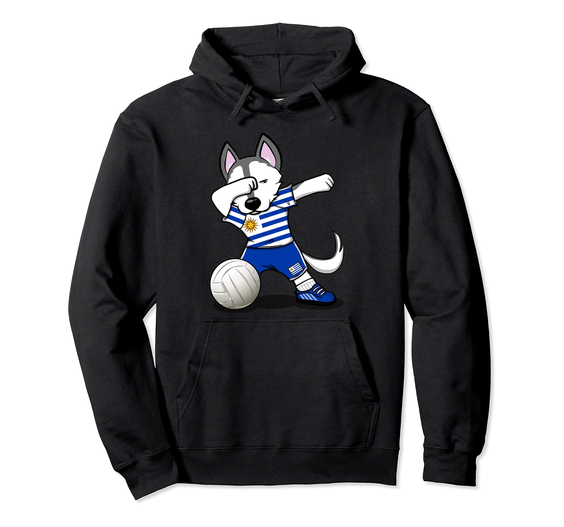 Dabbing Husky Uruguay Volleyball Fans Jersey Uruguayan Flag Pullover Hoodie
